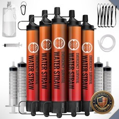 Water Filter Straws 5-Pack Camping Hiking Survival Emergency Gear