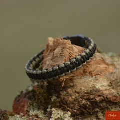 Men’s Survival Paracord Bracelet Black Khaki 6.5″-6.75″ Wrist Handmade USA(200)
