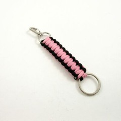 PARACORD KEYRING | Black and Pink 6″ 300 lb. Strength Survival Camping Gear