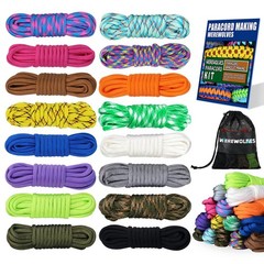 16 Colors Paracord Cord, 550 Paracord Bracelet Crafting Combo Kits with Instr…