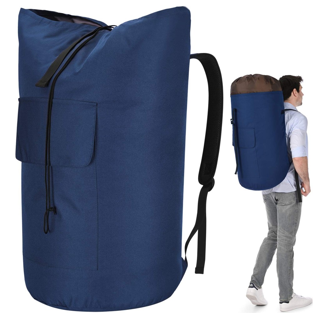 Laundry Bag 15″ x 40″, Dark blue laundry bag backpack with shoulder strap