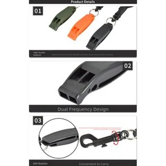 Survival Whistle for Hiking Camping with Lanyard Hole Compact Lightweight