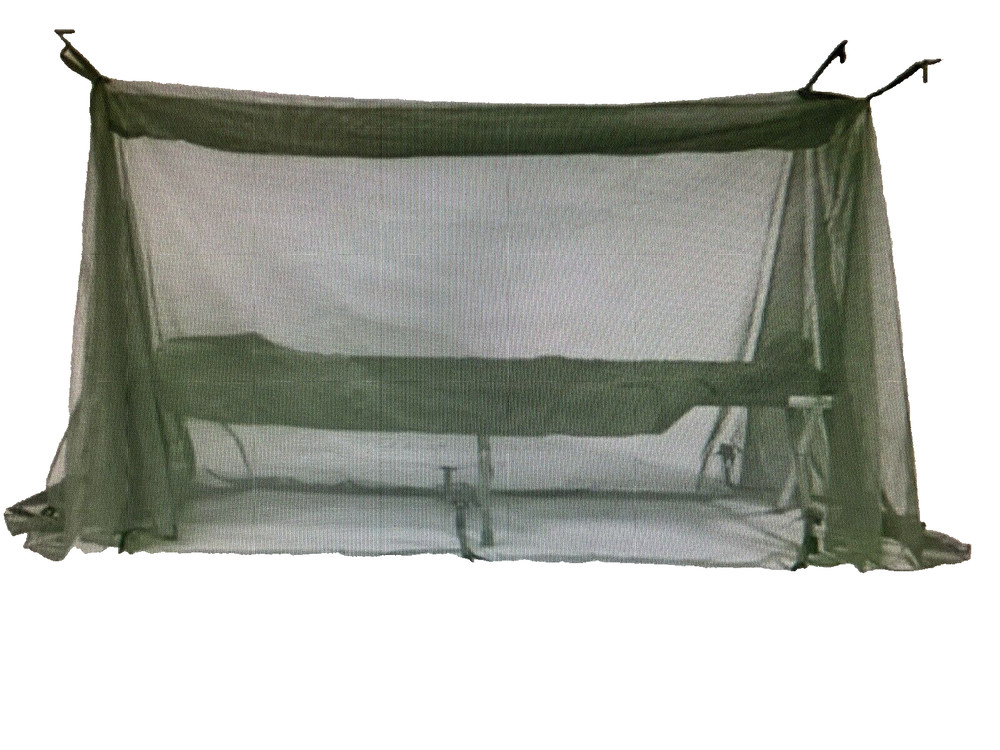 US MILITARY INSECT MOSQUITO NET BAR FIELD NETTING COT COVER WITH 4 POLES ALL NEW