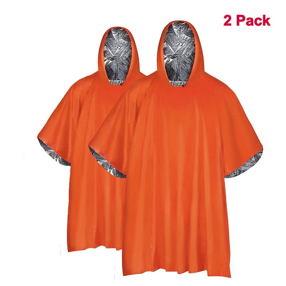 Bright Green & Silver Mylar Rain Poncho for Emergency Survival Kits Camping 2026