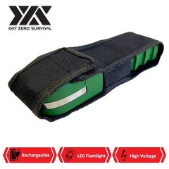 DZS Green Stun Gun Heavy Duty Rechargeable with LED Flashlight w/ Cover