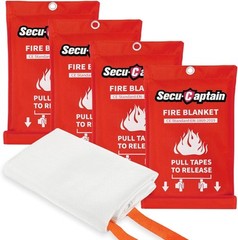SecuCaptain Emergency Fire Blanket for Home and Kitchen – 4 Pack 40″x40″…
