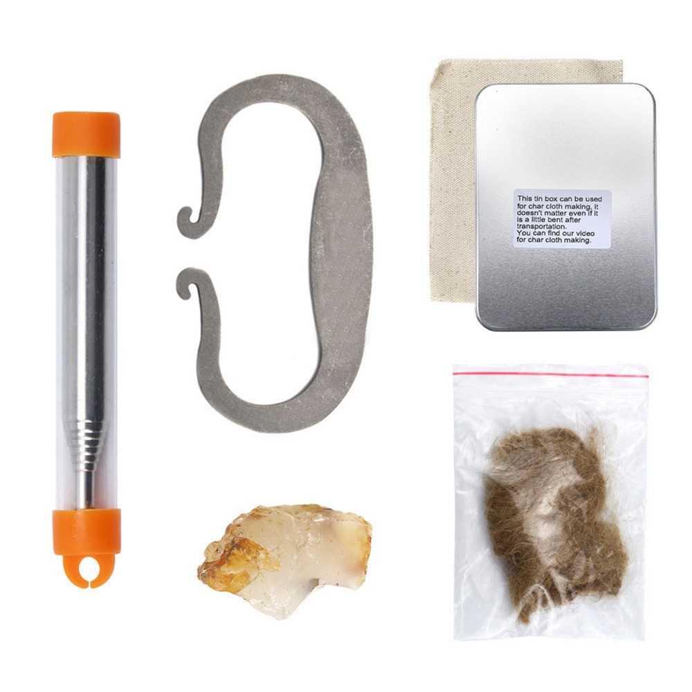 Complete Bushcraft Fire Starting Kit Striker Iron Box for Outdoor Survival