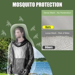 Unisex Outdoor Mosquito Jacket with Hood & Mitts Lightweight Bug-Proof Mesh Net