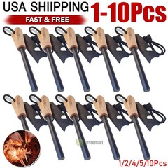 FERRO ROD Fire Starter Survival Striker Flint w/Paracord Lanyard Camping Outdoor