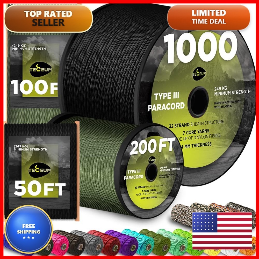 TECEUM Paracord Type III 550 Tactical MIL-SPEC Outdoor