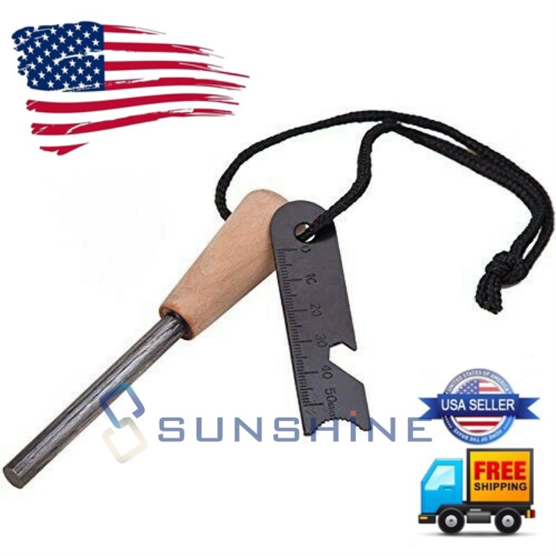 2.4″ Portable Waterproof Ferro Rod Fire Starter Kit w/ Steel Scraper for Camping