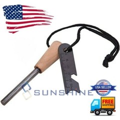 2.4″ Portable Waterproof Ferro Rod Fire Starter Kit w/ Steel Scraper for Camping