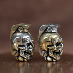 Dual Color Skull Grenade Brass Knife Beads EDC DIY Paracord Woven Bracelets