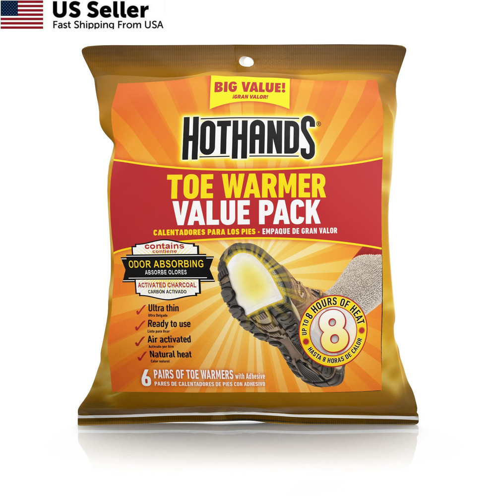 HotHands Toe Warmers – Long Lasting Safe Natural Odorless Air 6 Pair, White