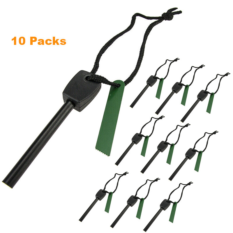 1-10 PCS Large Ferrocerium Rod Flint Fire Starter Camping Survival Lighter Kit
