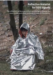 1 Orange Poncho SOS Emergency Survive Forest Hot Rain R (Foreign Shipping