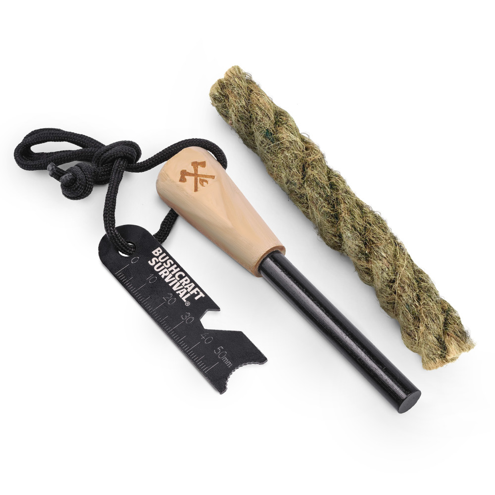 Bushcraft Survival Fire Starter & Tinder Rope Combo