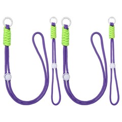 2Set Heavy Duty Paracord Keychain Lanyard for Keys , Deep Purple/Green/White