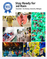 Disposable Rain Ponchos – Extra Long Waterproof One Size Tall, Clear 6pcs