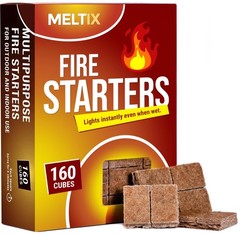 160pc XLarge Fire Starter Cubes – Long-Lasting Kindling for BBQ, Campfires & Gri