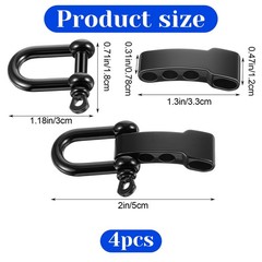 4 Pack Durable Paracord Bracelet, Paracord Bracelet Shackle Buckle, Metal Surviv