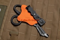 Black Trauma Shears and Orange Kydex Sheath Holster EMT TCCC Medic Gear EDC