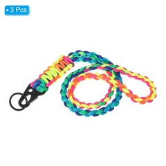 3Pcs 22″ Paracord Neck Lanyard Keychain Braided Strong Lanyard with Rainbow