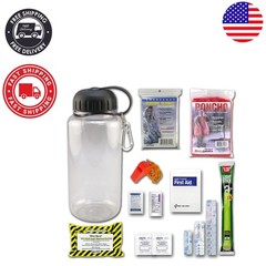 Comprehensive Emergency Survival Kit with 32 oz. Water Bottle & First Aid