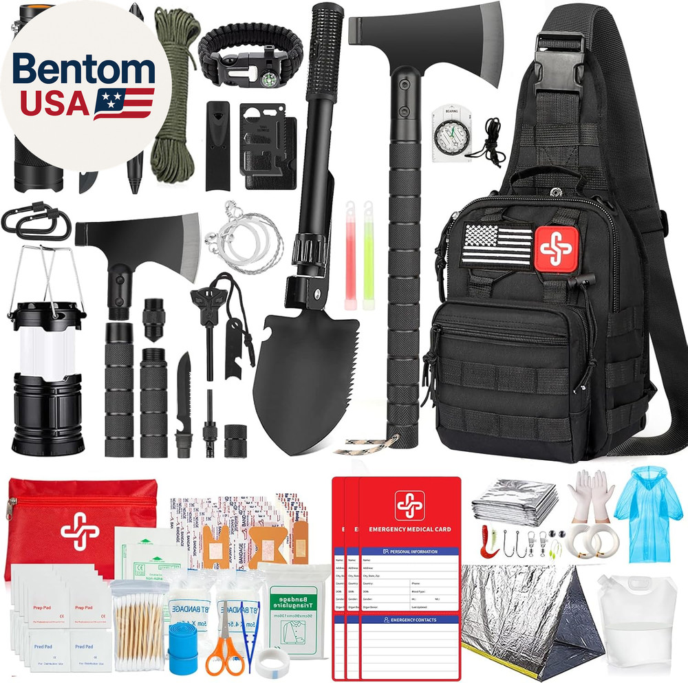 Survival Kit, 262Pcs Survival Gear and Supplies with First Aid Kit Pouch and Cro