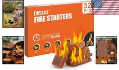 Quick & Reliable Natural Fire Starters – 32 Smokeless Cubes for Easy Ignition