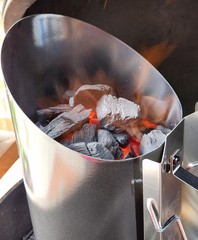 6.5″X14.5″ Double enameled Charcoal Chimney Starter with Stainless Steel Heat…