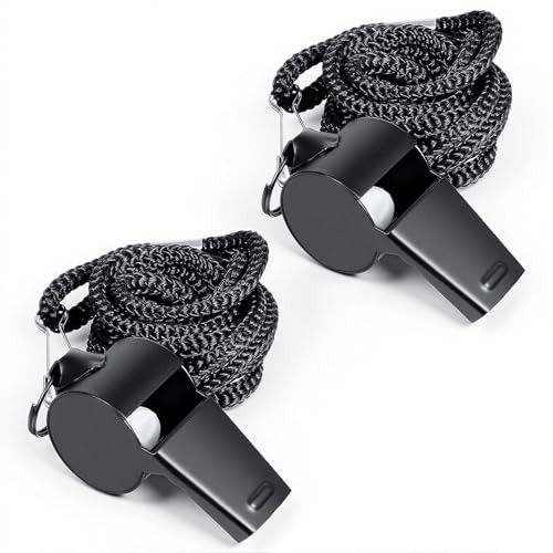 2 Pack Whistle for Coaches Stainless Steel Sports Whistle with Lanyard Loud