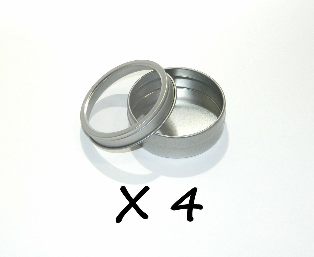 2 oz Round Metal Window See Through Slip-Lid Tin Can Survival Craft Container X4
