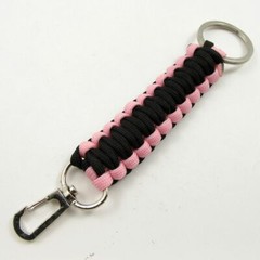 PARACORD KEYRING | Black and Pink 6″ 300 lb. Strength Survival Camping Gear