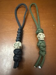 2pk Paracord Combo Knife Lanyard Black & OD Green with Skull