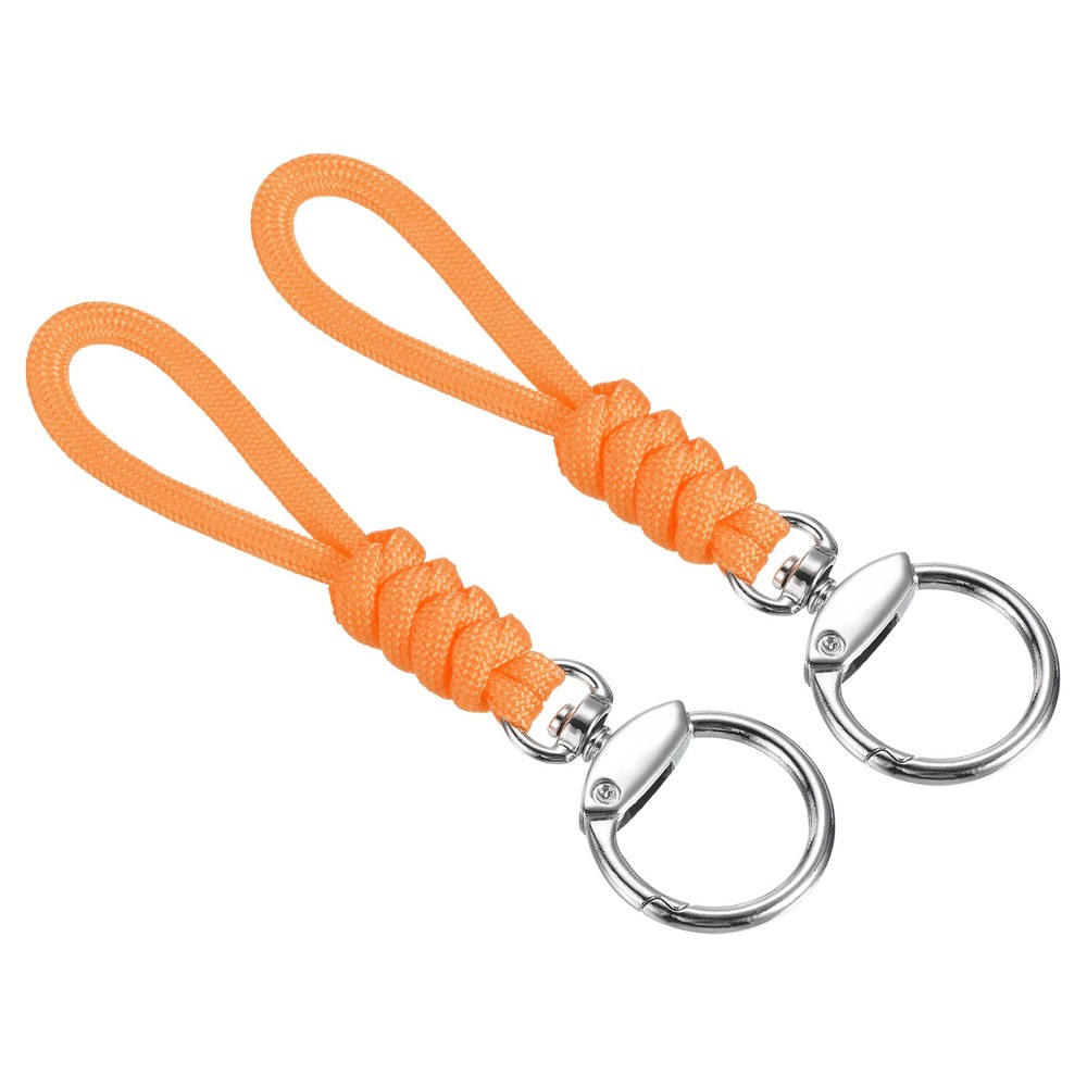 2pcs 5″ Paracord Lanyard with Clasp Wrist Cord Badge Holder Strap, Orange