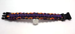 Purple & Orange Paracord Bracelet with White Heart Charm 7.75″