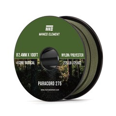 Manco Element 2.4mm Paracord 275LBS 100FT Rope Cord – 4 Strand, Nylon & Polye…
