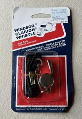 VINTAGE NOS NEW Windsor Clarion Whistle BRASS w Rope Lanyard Package Damage USA