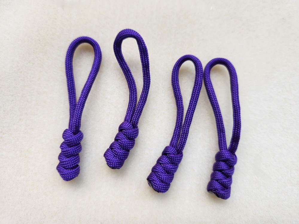 3 sets of 550 Paracord Zipper Pull Snake Knot (total of 12) Customer Colours