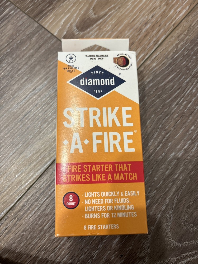 8 piece Diamond Strike-A-Fire Starter Match Sticks Firestarter Logs 12min. Burn