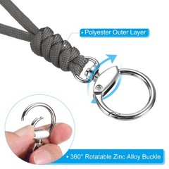 3pcs 9″ Paracord Lanyard with Clasp Wrist Cord Badge Holder Strap, Grey
