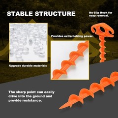Tent Stakes Sand for Beach Spiral Anchor 9.4 Inch Orange