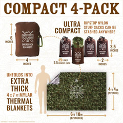 World’S Toughest Emergency Blankets [4-Pack] Extra-Thick Thermal Mylar Foil Spac