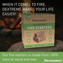 Dextreme Fire Starter (120 PCS) Natural Starters 120 Pcs, Nature Pine