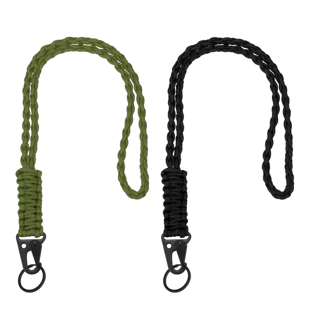 Paracord Lanyard, 2Pcs & Black/Army Green Fit for (Keys Whistle)