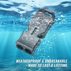 Titanium Emergency Survival Whistle – Square Dual-Tube Design, Ultra-Loud 120…
