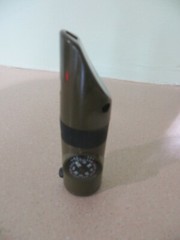 survival whistle ,light, compass thermometer ,reverse mirror inside eye checker