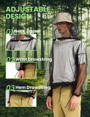 Outdoor Mosquito Jacket Mesh Net Bug Hooded Suit Body Protection