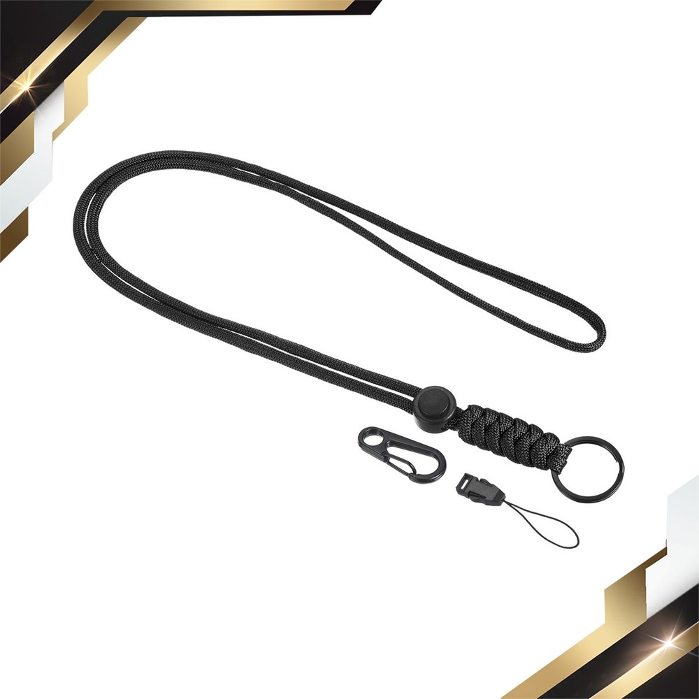 Badge Lanyard 20.5 Inch Necklace Keychain Cord Metal Clasp Hook Ring Strap Black